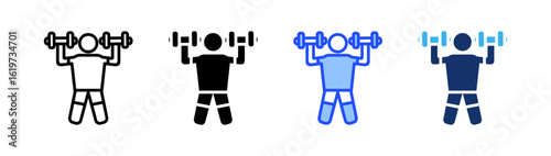 Shoulder Press Icon Collection With Multiple Styles