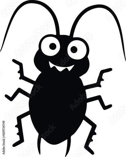 Silhouette Cartoon cockroach isolated insect creepy pest vector Illustrator