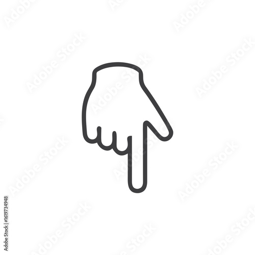 Pointing down icon for blogs, websites, clipart, interface, gesture, navigation, educational and awareness materials, presentations