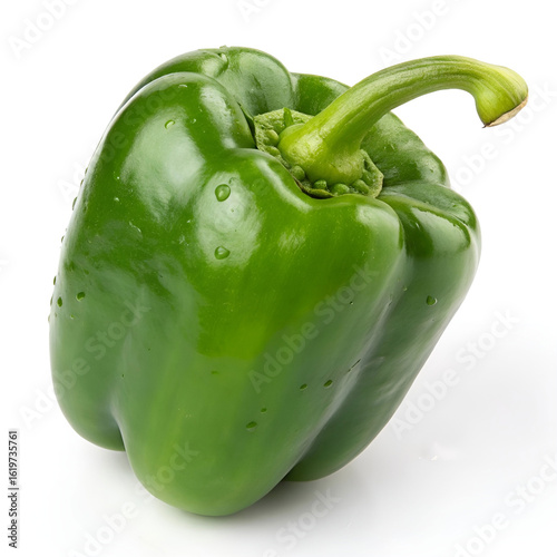 Close-up of green capsicum isolated on white background.