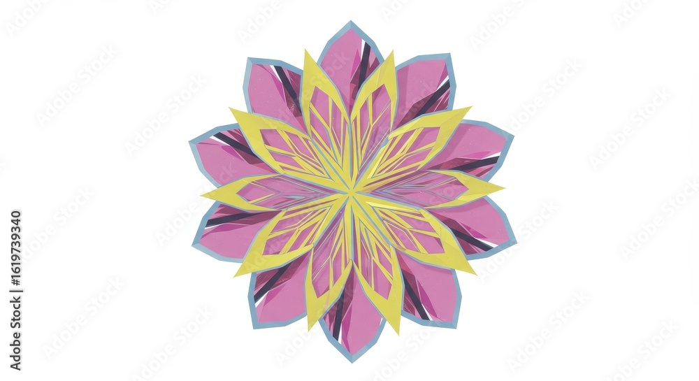 Obraz premium Geometric Floral Design with Pink and Yellow Petals Isolated