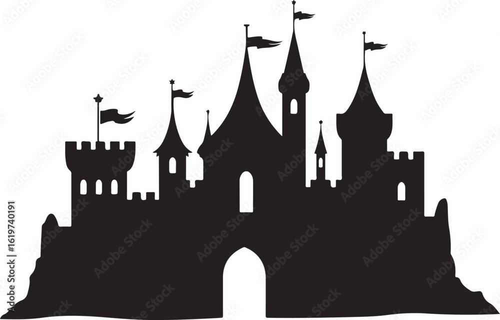 Obraz premium Medieval Castle & Lion Crest SVG