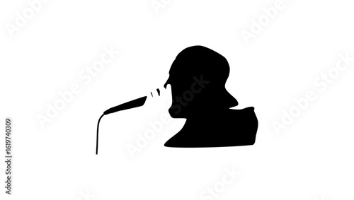 Beatbox singer symbol, black isolated silhouette