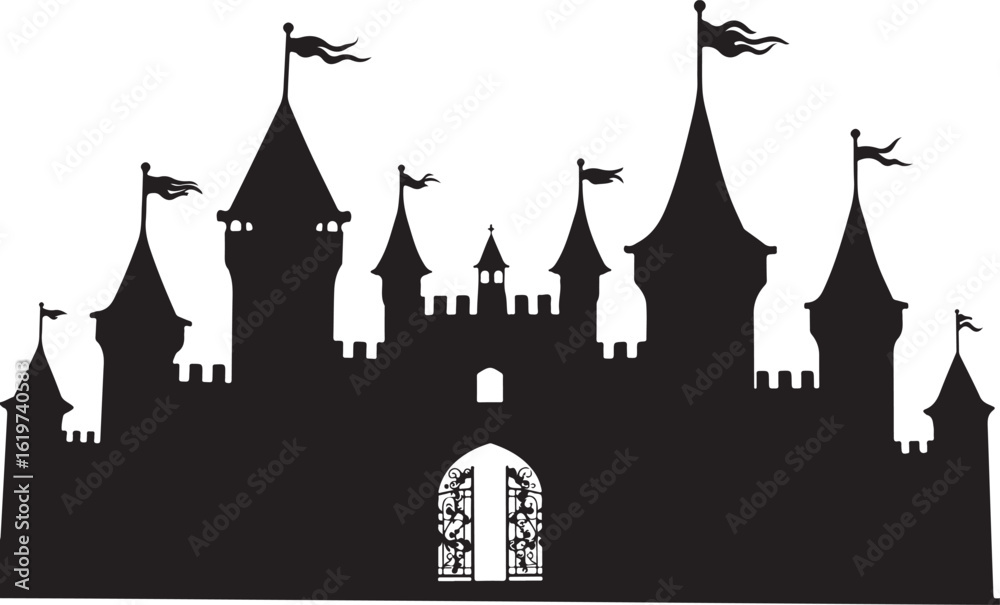 Obraz premium Medieval Castle & Lion Crest SVG