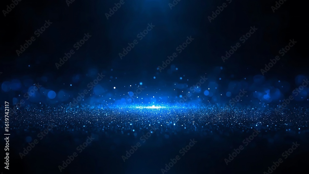 Fototapeta premium Photo of abstract blue glowing particles background
