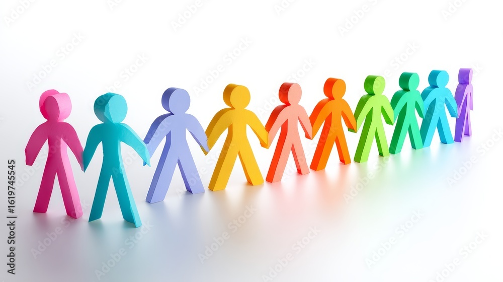 Colorful Human Figures in a Row Representing Diversity Colorful Human Figures in a Row Representing Diversity