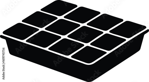 Silhouette ice cube tray simple monochrome vector Illustrator