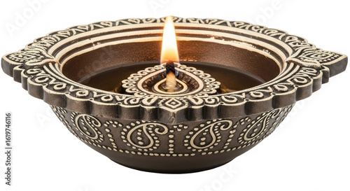Tableau sur toile Isolated Diwali Oil Lamp