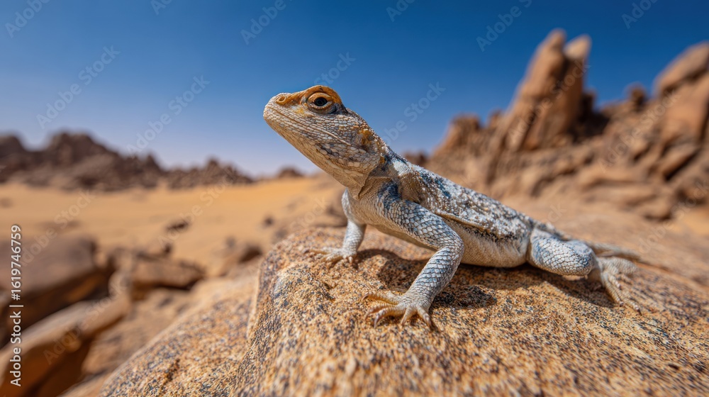 Fototapeta premium Desert lizard on a rock