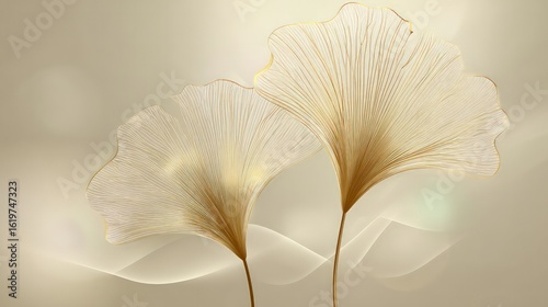Golden Ginkgo Leaves Elegant Design Background