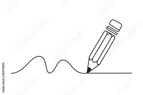 One line art pencil drawing vector with editable stroke, creative writing concept minimal sketch