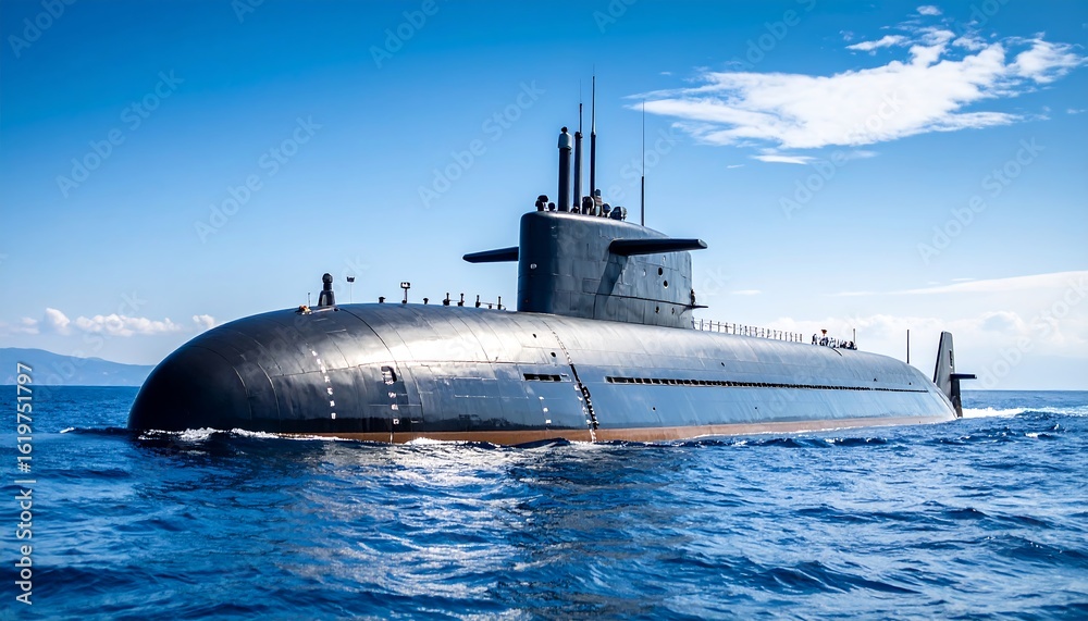 Fototapeta premium Modern submarine in open sea
