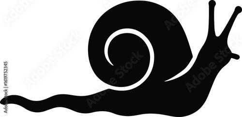 Silhouette snail creeping animal minimalist design vector Illustrator