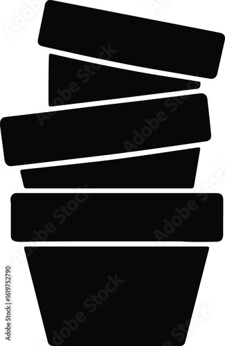 Silhouette stacked flowerpots simple gardening icon design vector Illustrator