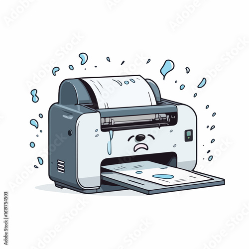 Crying Printer Cartoon Icon