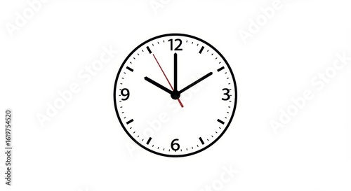 Clock Showing Time on White Background Simple Illustration
