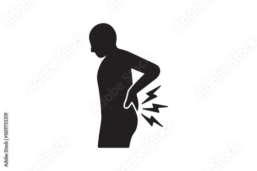 Back Pain icon silhouette vector with white background