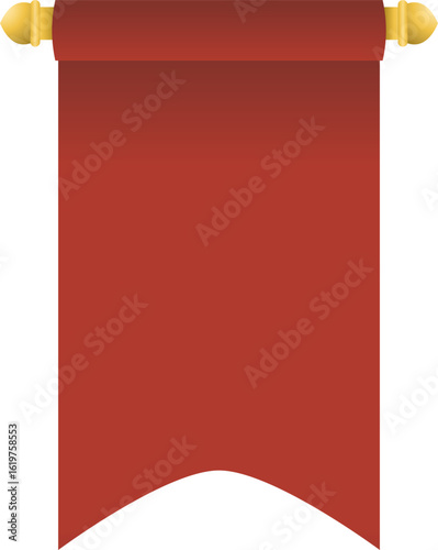 Blank red medieval banner with golden rod