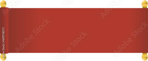 Blank red medieval banner with golden rod