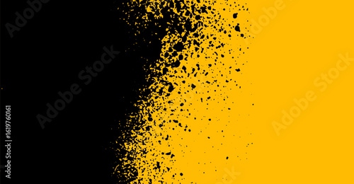 A stark contrast is displayed through a black abstract splatter texture that dramatically merges with a field of bright solid gold, offering visual depth and intrigue