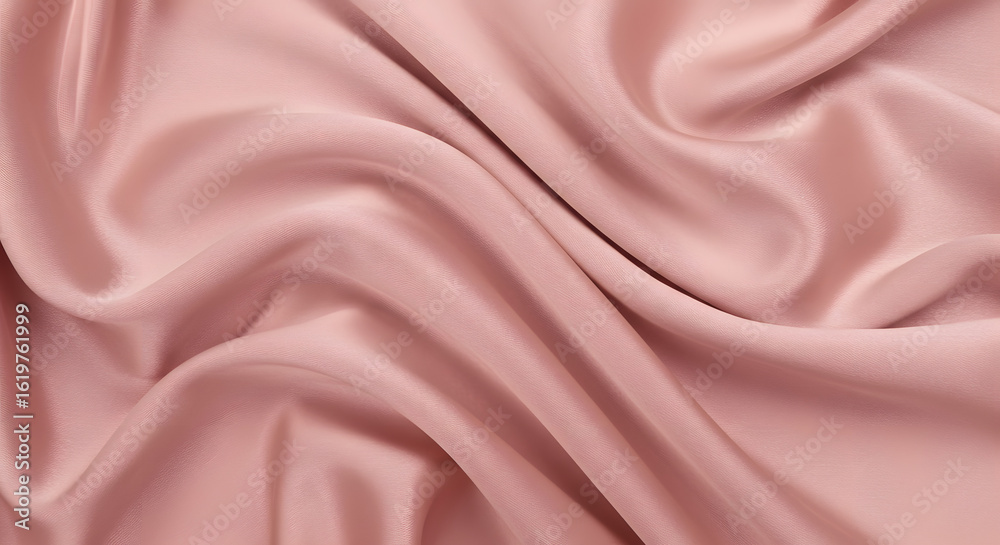 Fototapeta premium Macro Texture of Glossy Rose Pink Satin Fabric with Natural Crumples and Gentle Folds
