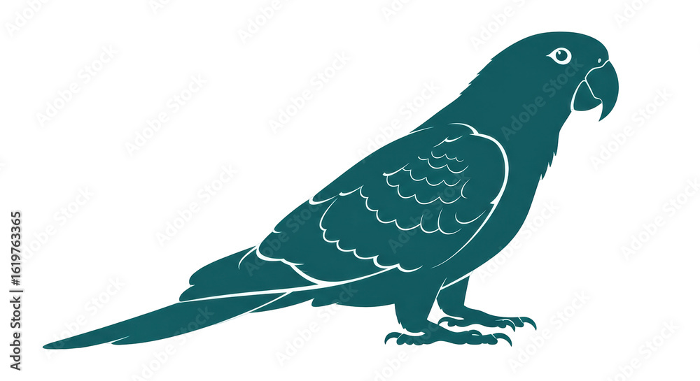 Fototapeta premium Isolated Green Parrot Silhouette with Simple Design