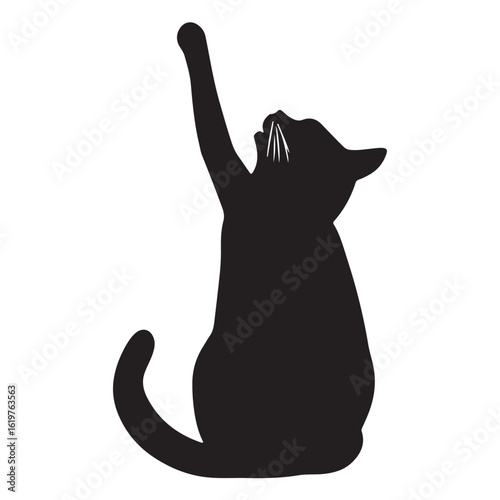 Vector silhouette of the cat sitting, black color, isolated on white background
