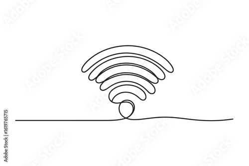 Minimalist Line Drawing of Wireless Signal Symbol – Ideal for Mobile Interfaces, Tech Designs, and Internet Service Branding