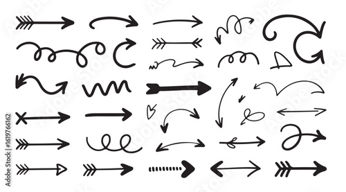 Sets of arrows, direction pointers, navigation icons, progress movement, isolated vector collection, UI design graphic, flowchart elements, variety markers, digital guidanced design set