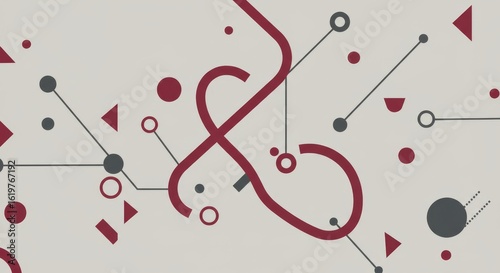Abstract Geometric Pattern with Lines and Shapes on Neutral Background