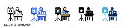 Photography Studio Owner Icon Collection With Multiple Styles