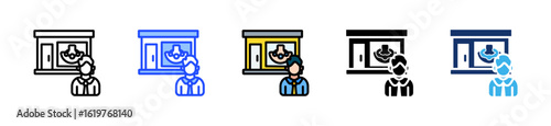 Jewelry Store Owner Icon Collection With Multiple Styles