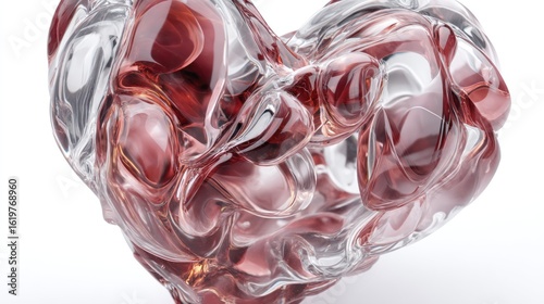 Red Heart Icon in 3D Cartoon Style with Transparent Effect