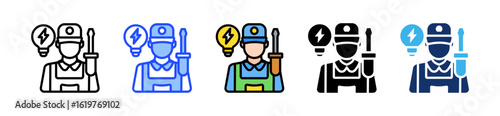 Electrician Icon Collection With Multiple Styles
