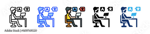 Translator Icon Collection With Multiple Styles