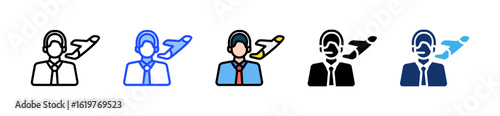 Flight Dispatcher Icon Collection With Multiple Styles