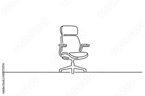 Modern Office Chair One Line Drawing – Workplace and Comfort Symbol