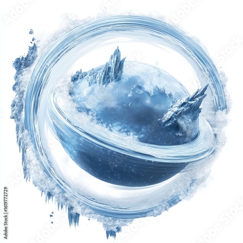Stunning Glacial Planet: Fantasy Art, Cosmic Scene, Digital Painting