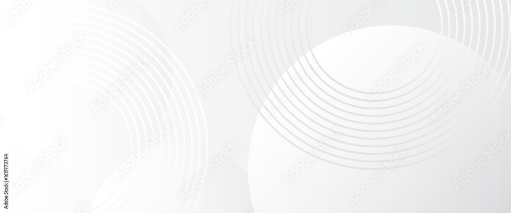 Fototapeta premium Minimalist abstract vector background with soft gray and white circular line elements, perfect for modern, clean, and elegant designs.