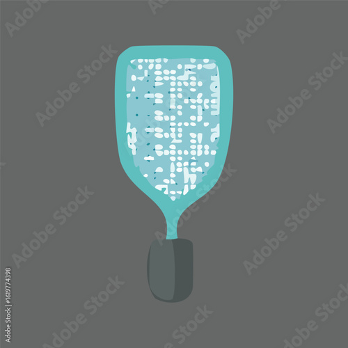 A stylized illustration of a modern electric bug zapper racket featuring a digital pixelated grid, representing technology in pest control.