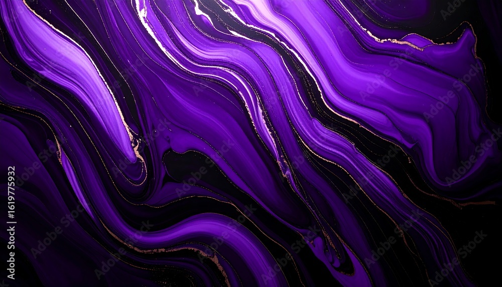 Obraz premium Exquisite Purple and Gold Marbled Abstract Design