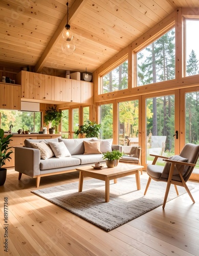 Modern wooden home interior