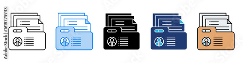 Folders icon set multiple style collection