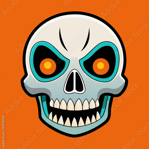  helloween human skull vector illustration
