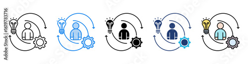 Competence icon set multiple style collection