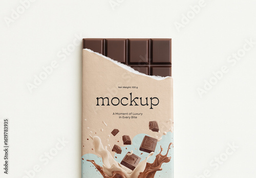 Chocolate Bar Packaging Mockup on White Background