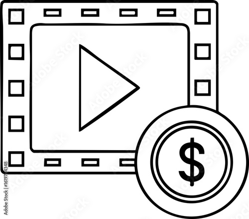 Money income cashflow strategy icon for video monetization and financial planning concept
