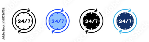 Clock Availability Icon Collection With Multiple Styles