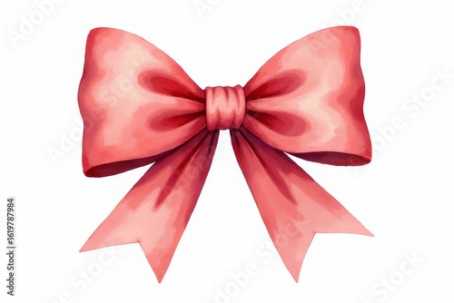 Charming pink ribbon bow on a clean white background