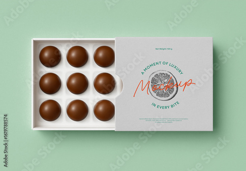 Chocolate Box Packaging Mockup with Editable Background